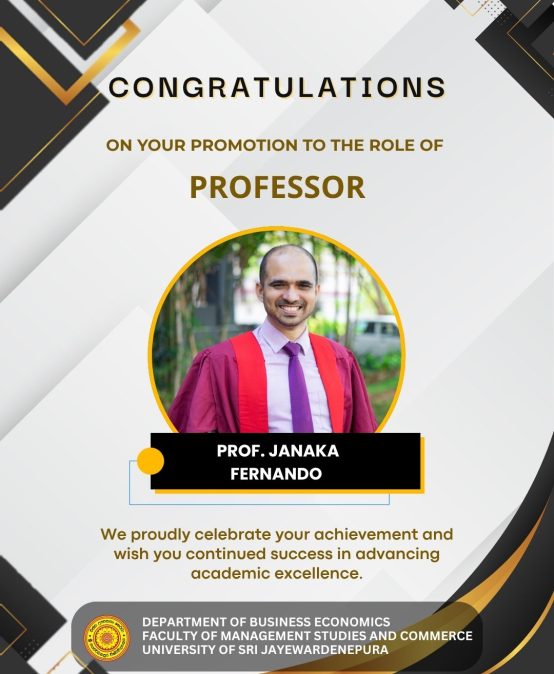 Congratulations to Prof. Janaka Fernando
