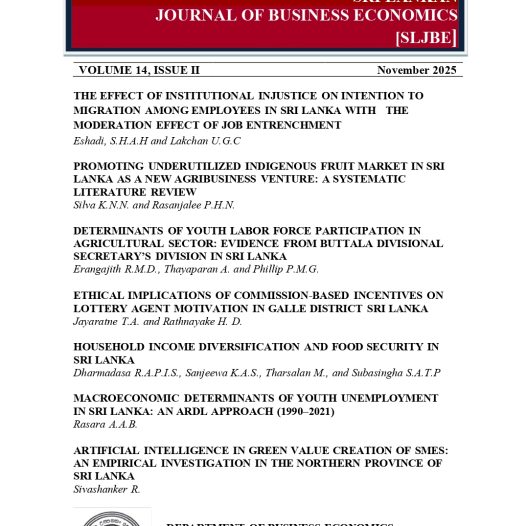 Sri Lankan Journal of Business Economics VOLUME 14 (ISSUE 2) – 2025