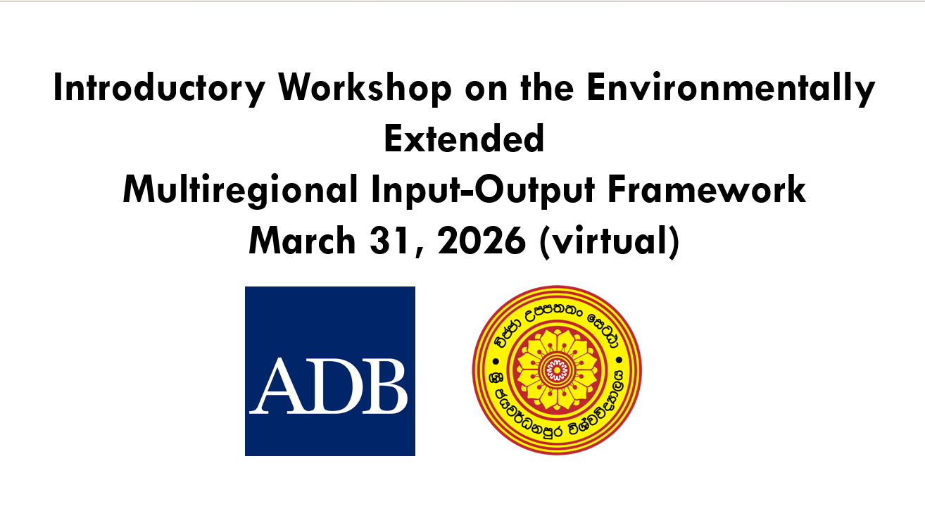Introductory Workshop on the Environmentally Extended Multiregional Input-Output (EE-MRIOT) Framework