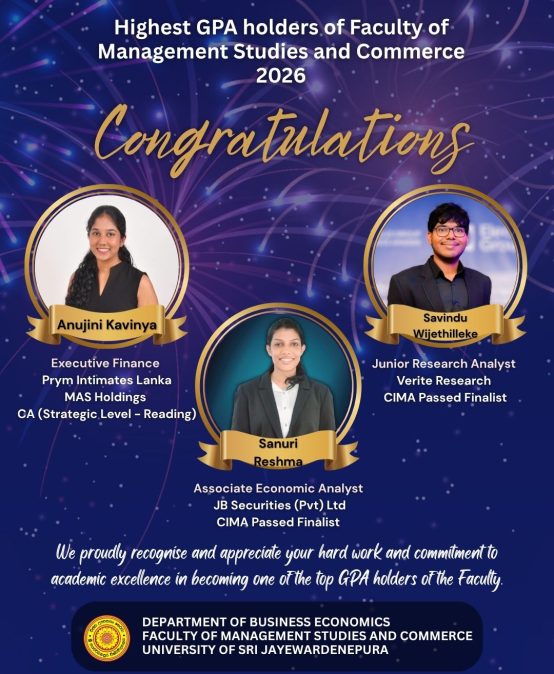 Business Economics Graduates Achieve Recognition among Faculty’s Top GPA Holders