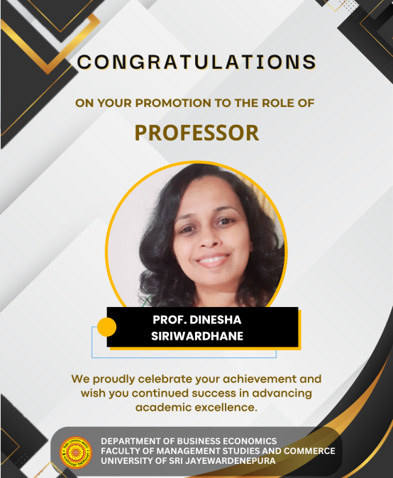 Congratulations to Prof. Dinesha Siriwardhane