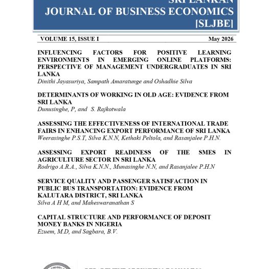 Sri Lankan Journal of Business Economics VOLUME 15 (ISSUE 1) – 2026