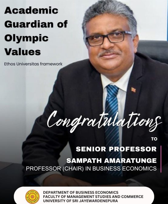Senior Professor Sampath Amaratunge Receives International Distinction for Promoting Ethical Leadership in Higher Education