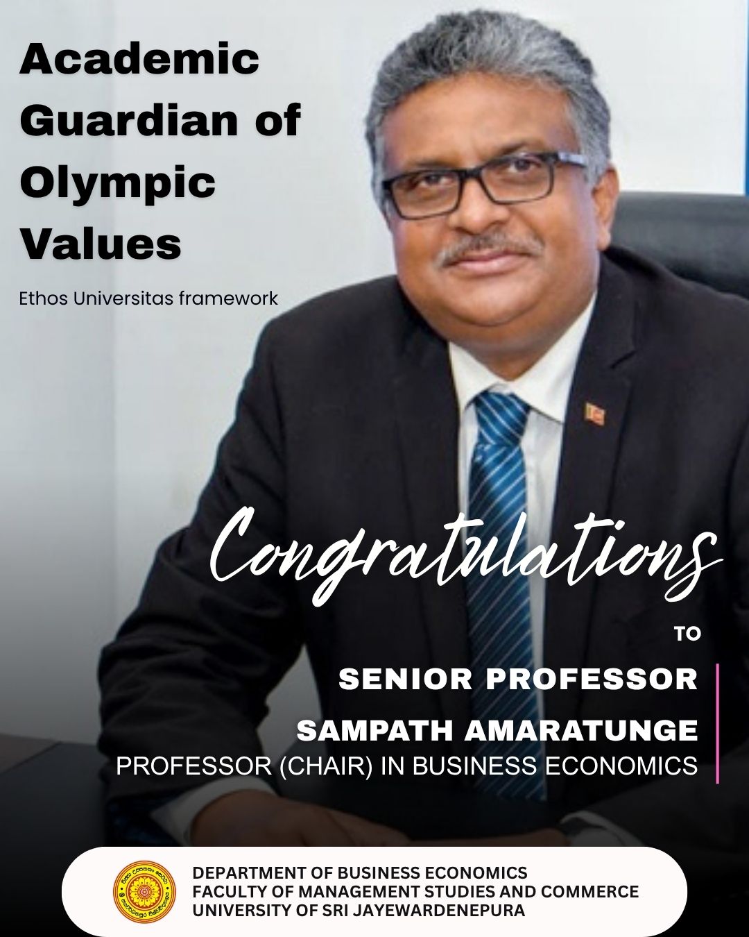 Senior Professor Sampath Amaratunge Receives International Distinction for Promoting Ethical Leadership in Higher Education Senior Professor Sampath Amaratunge Receives International Distinction for Promoting Ethical Leadership in Higher Education