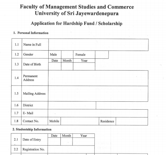 Application for Hardship fund – FMSC