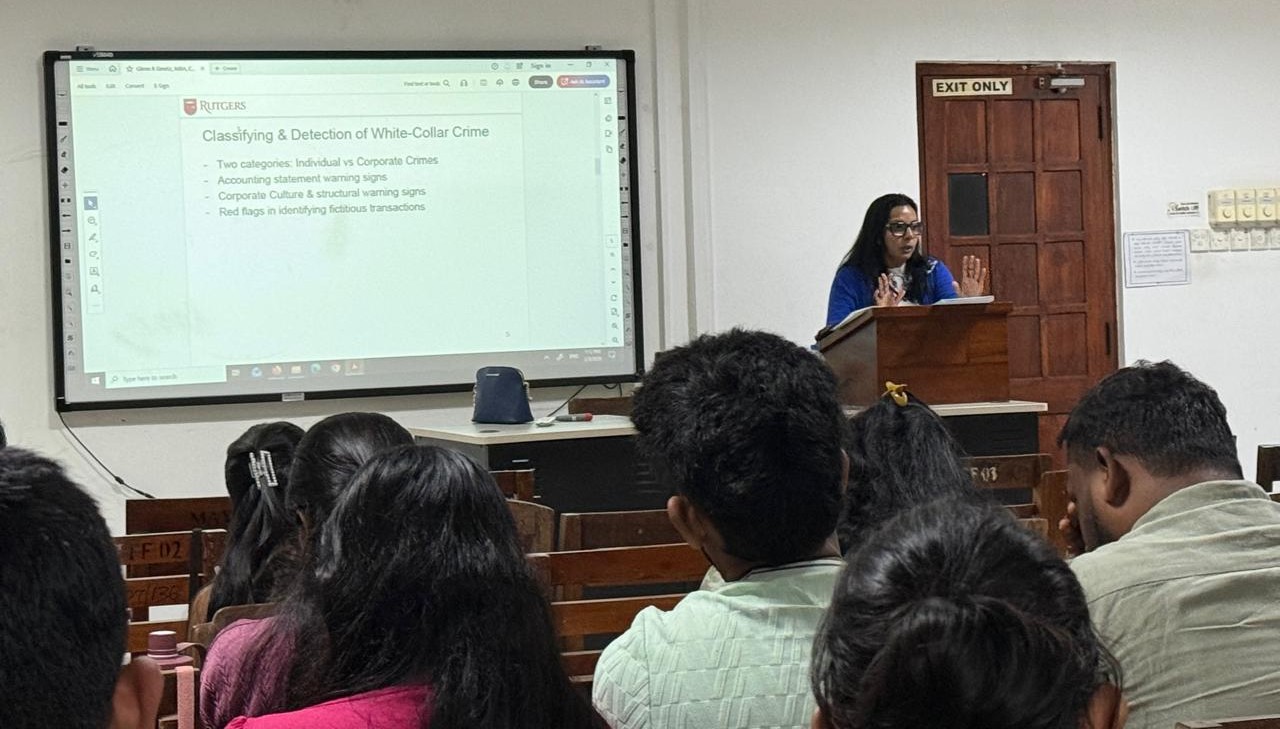 Guest Lecture on “White Collar Crime and Emerging Trends in Forensic Accounting” Guest Lecture on “White Collar Crime and Emerging Trends in Forensic Accounting”