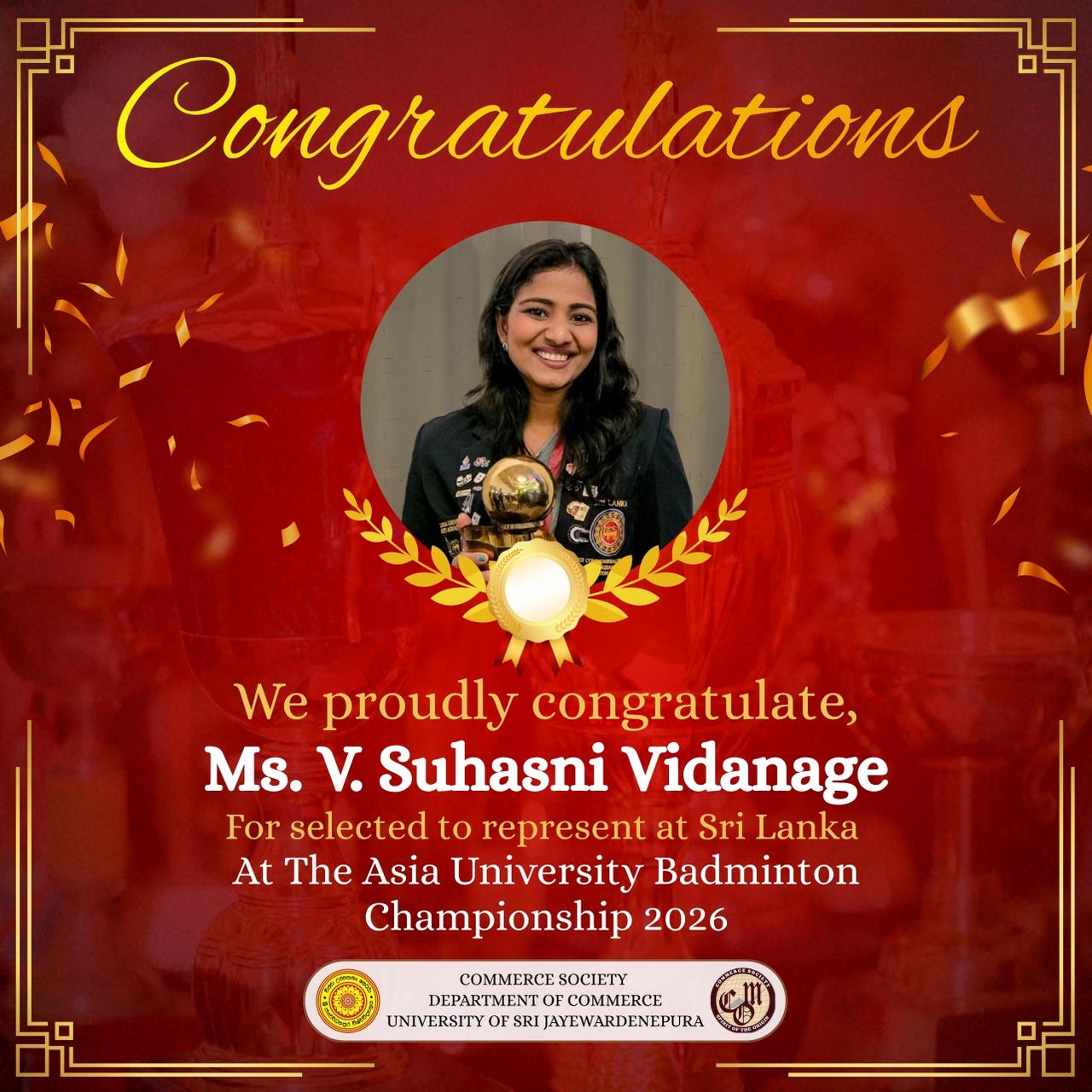 Suhasni Vidanage to Represent SL at the Asian Championship Suhasni Vidanage to Represent SL at the Asian Championship