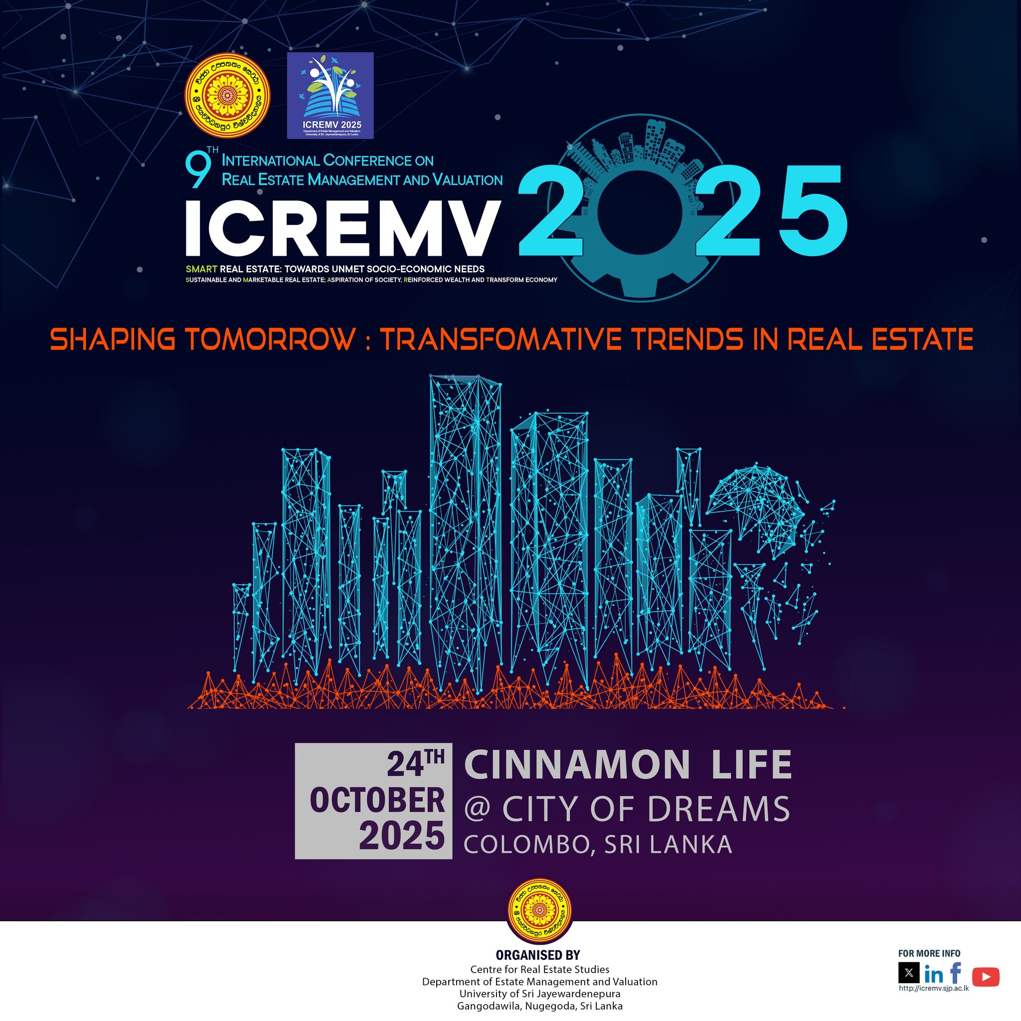 Announcing the 9th International Conference on Real Estate Management and Valuation (ICREMV) 2025 Announcing the 9th International Conference on Real Estate Management and Valuation (ICREMV) 2025