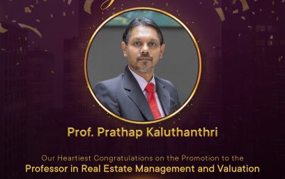 Senior Lecturer Dr. Prathap Kaluthanthri Promoted to Professor in Real Estate Management and Valuation