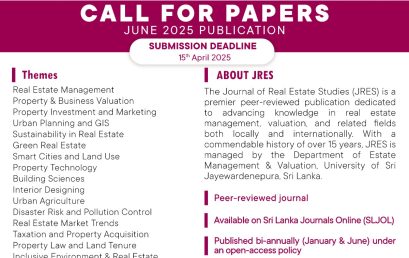 Call for Papers – Journal of Real Estate Studies (JRES)