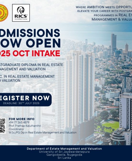 Applications Open for October 2025 Intake: Postgraduate Programmes in Real Estate Management and Valuation