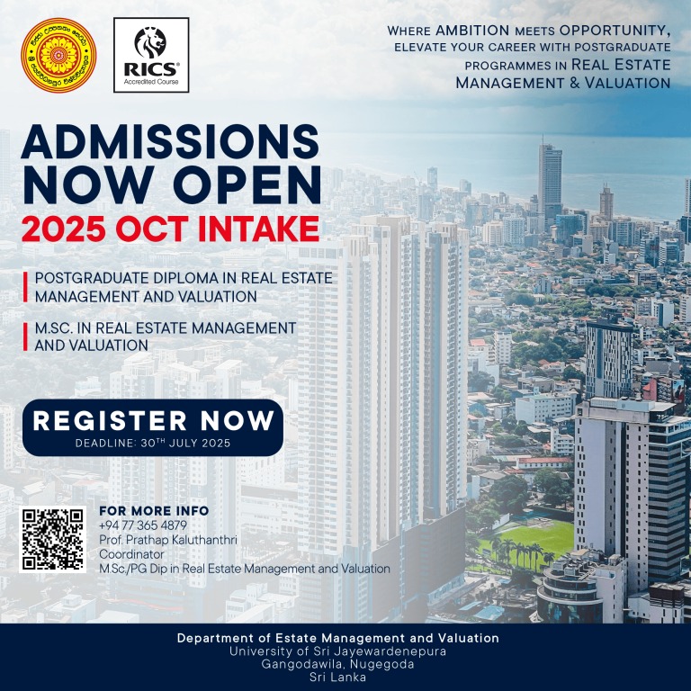Applications Open for October 2025 Intake: Postgraduate Programmes in Real Estate Management and Valuation Applications Open for October 2025 Intake: Postgraduate Programmes in Real Estate Management and Valuation