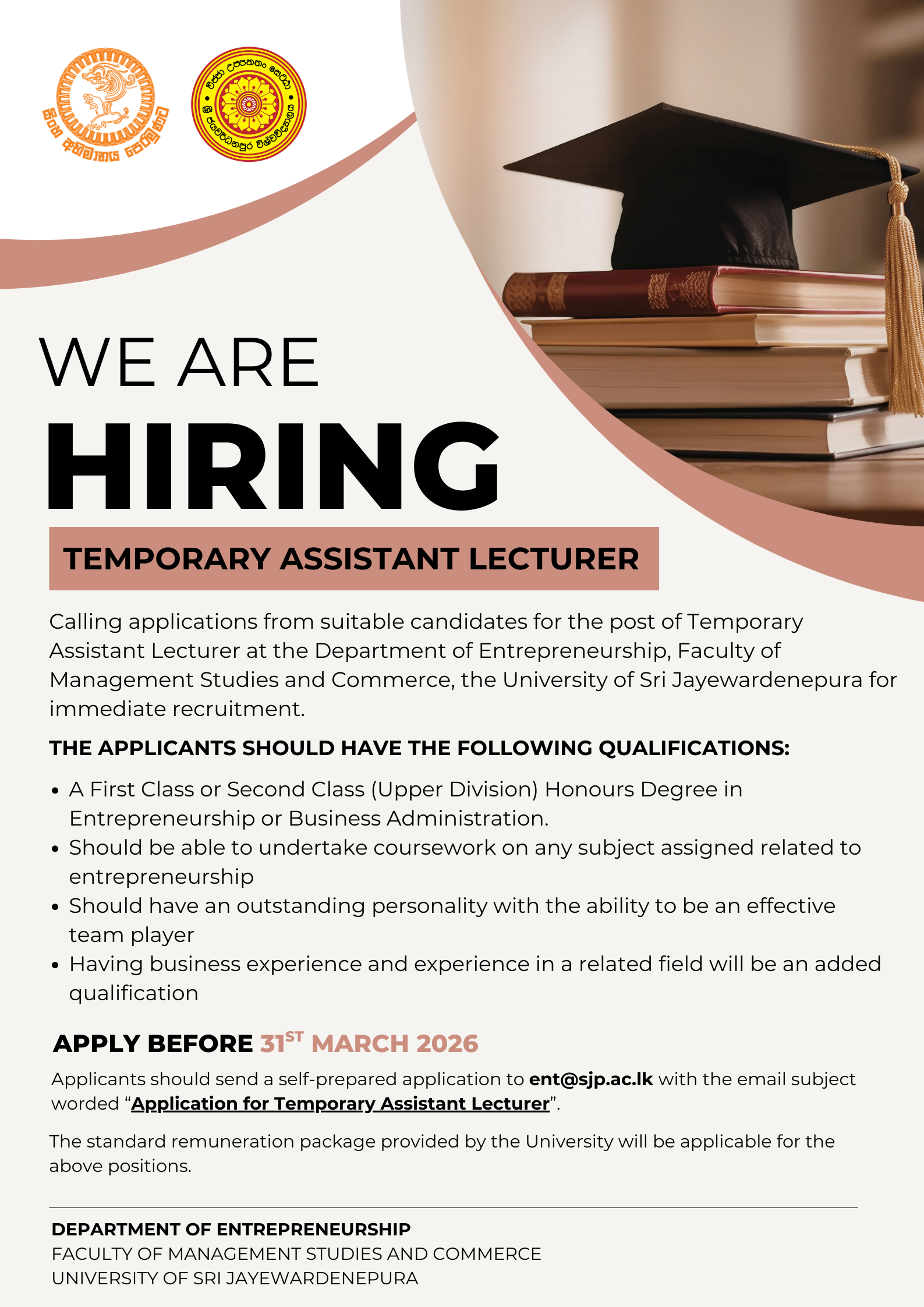 Vacancy for Temporary Assistant Lecturer