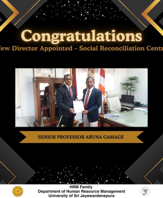 Senior Professor Aruna Gamage Appointed as the Director of Social Reconciliation Centre (SRC)