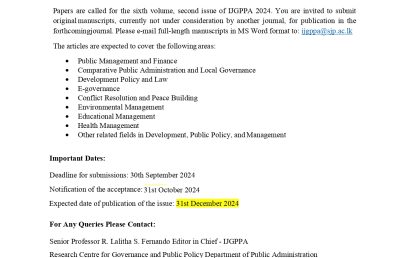 Call for Papers – International Journal of Governance and Public Policy Analysis (December 2024 – VOLUME 06 – ISSUE 02)