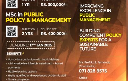 Calling Applications for Master of Public Management and MSc. in Public Management – April 2025 Intake
