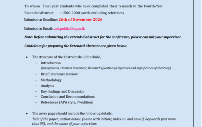 Undergraduate Research Day- 2027                                      Call for Extended Abstracts