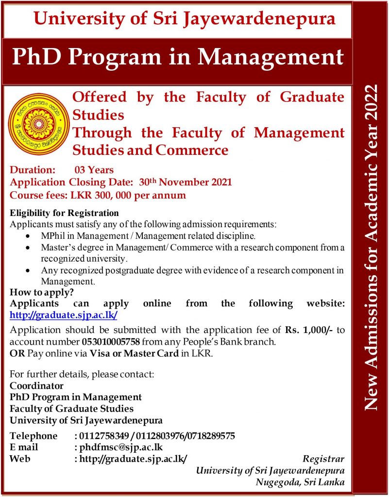 PhD Program in Management - Faculty of Management Studies & Commerce