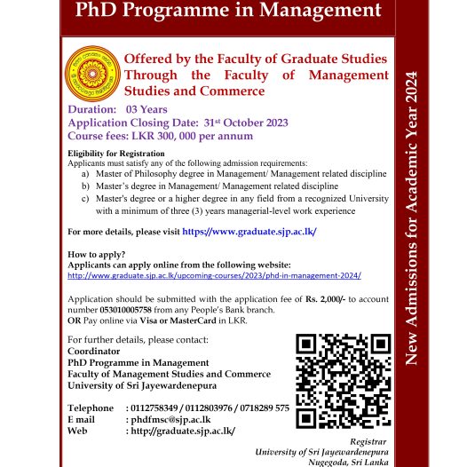 PhD Program in Management - Faculty of Management Studies & Commerce