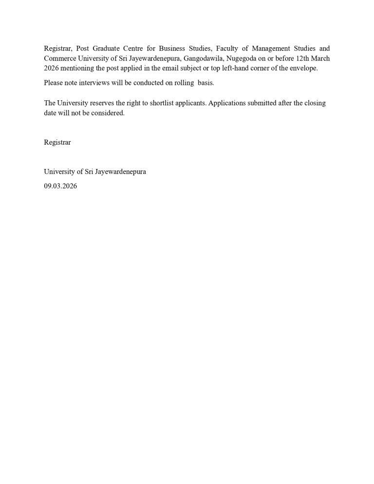 Program Assistant - Faculty of Management Studies & Commerce